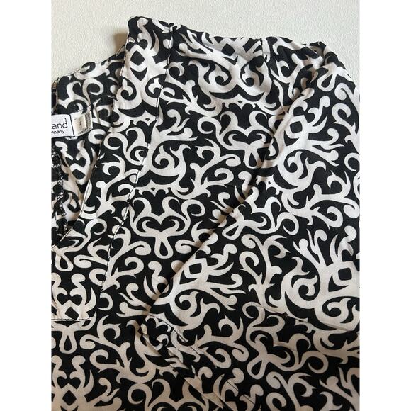 women's tunic black Batik Pattern 3/4 sleeve bohemian V Neck Pullover - Picture 3 of 10